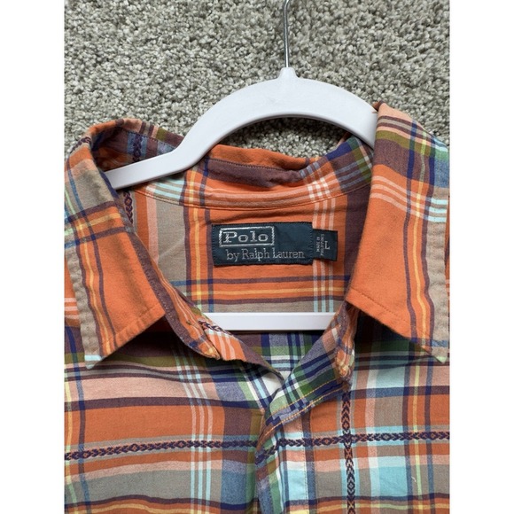 VTG Polo Ralph Lauren Mens *Large* Cotton Shirt Southwest Aztec Navajo Plaid - Picture 2 of 10